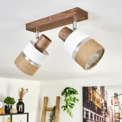 Lampes En Tissu-hofstein Fallhagen Plafonnier Chrome, Brun foncé, 2 lumières