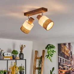 Lampes En Tissu-hofstein Fallhagen Plafonnier Chrome, Brun foncé, 2 lumières