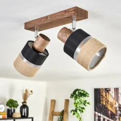 Lampes En Tissu-hofstein Fallhagen Plafonnier Chrome, Brun foncé, 2 lumières