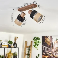 Lampes En Tissu-hofstein Fallhagen Plafonnier Chrome, Brun foncé, 2 lumières