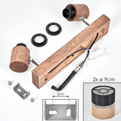 Lampes En Tissu-hofstein Fallhagen Plafonnier Chrome, Brun foncé, 2 lumières