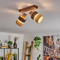 Lampes En Tissu-hofstein Fallhagen Plafonnier Chrome, Brun foncé, 2 lumières