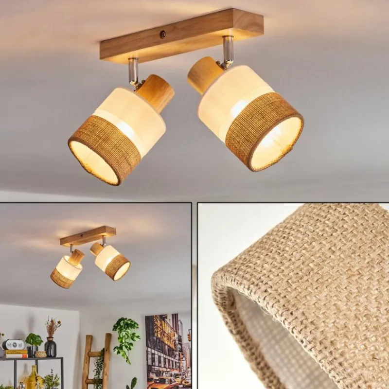 Lampes En Tissu-hofstein Fallhagen Plafonnier Chrome, Écru, 2 lumières