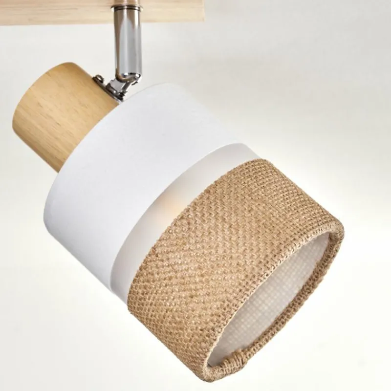 Lampes En Tissu-hofstein Fallhagen Plafonnier Chrome, Écru, 2 lumières