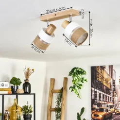 Lampes En Tissu-hofstein Fallhagen Plafonnier Chrome, Écru, 2 lumières