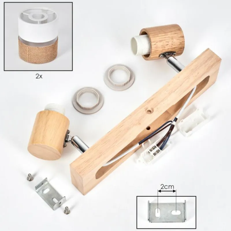 Lampes En Tissu-hofstein Fallhagen Plafonnier Chrome, Écru, 2 lumières