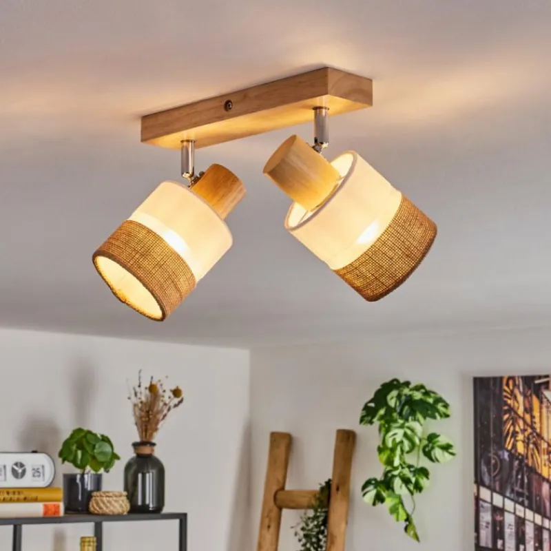 Lampes En Tissu-hofstein Fallhagen Plafonnier Chrome, Écru, 2 lumières