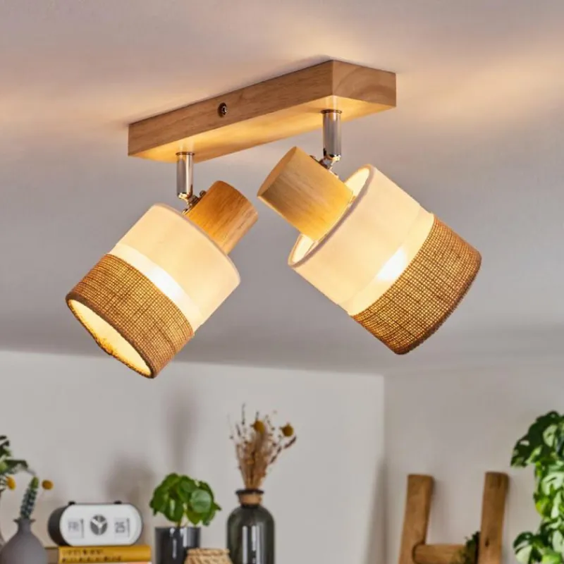 Lampes En Tissu-hofstein Fallhagen Plafonnier Chrome, Écru, 2 lumières