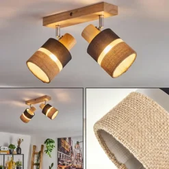 Lampes En Tissu-hofstein Fallhagen Plafonnier Chrome, Écru, 2 lumières