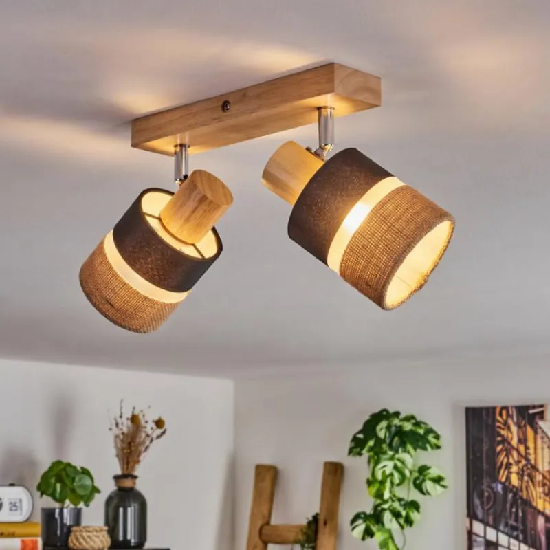 Lampes En Tissu-hofstein Fallhagen Plafonnier Chrome, Écru, 2 lumières