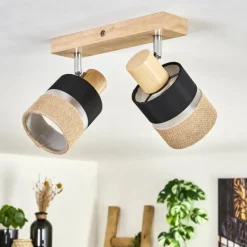 Lampes En Tissu-hofstein Fallhagen Plafonnier Chrome, Écru, 2 lumières