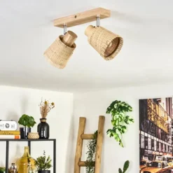 hofstein Fallhagen Plafonnier Chrome, Écru, 2 lumières