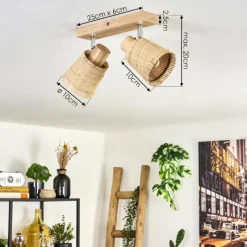 hofstein Fallhagen Plafonnier Chrome, Écru, 2 lumières