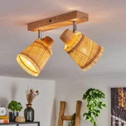 hofstein Fallhagen Plafonnier Chrome, Écru, 2 lumières