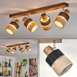 Lampes En Tissu-hofstein Fallhagen Plafonnier Chrome, Brun foncé, 4 lumières