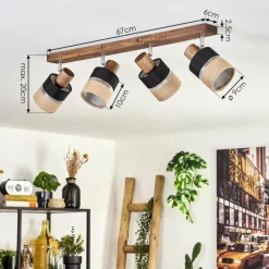 Lampes En Tissu-hofstein Fallhagen Plafonnier Chrome, Brun foncé, 4 lumières