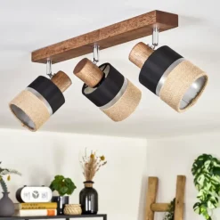 Lampes En Tissu-hofstein Fallhagen Plafonnier Chrome, Brun foncé, 3 lumières