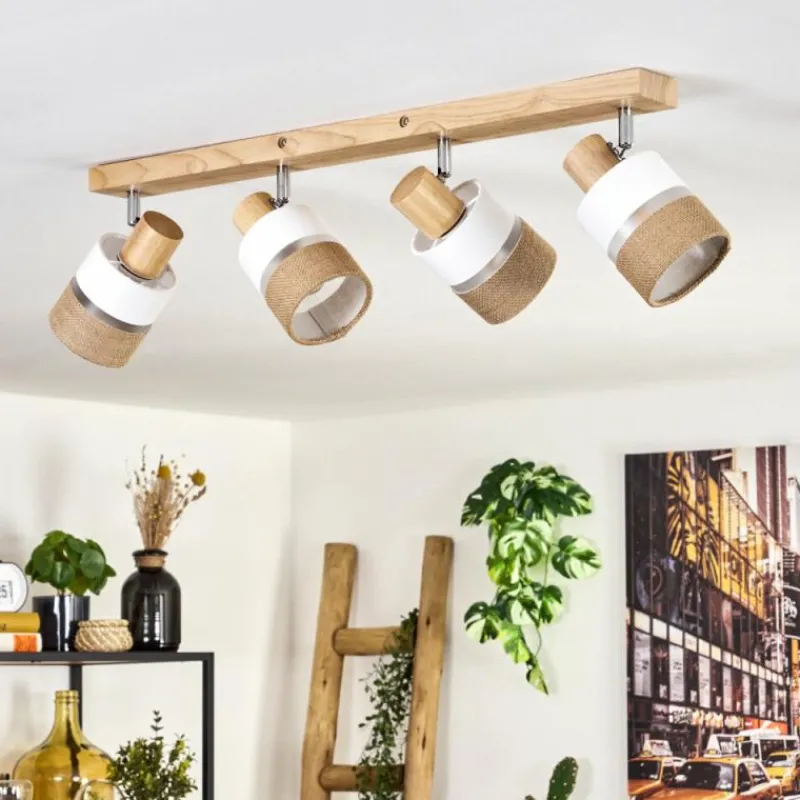 Lampes En Tissu-hofstein Fallhagen Plafonnier Chrome, Écru, 4 lumières