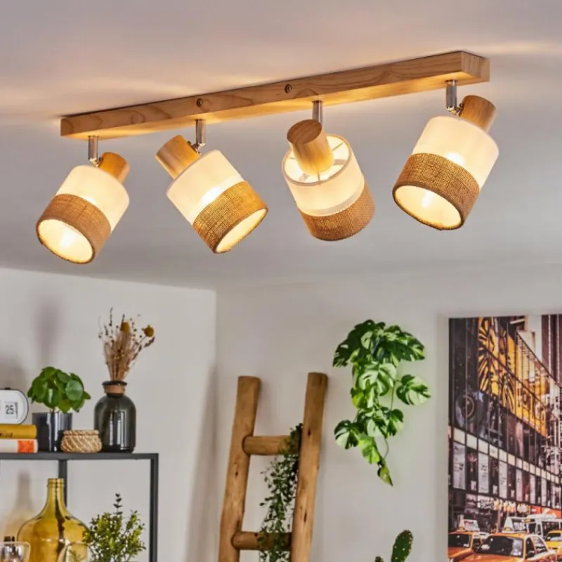 Lampes En Tissu-hofstein Fallhagen Plafonnier Chrome, Écru, 4 lumières