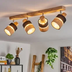 Lampes En Tissu-hofstein Fallhagen Plafonnier Chrome, Écru, 4 lumières