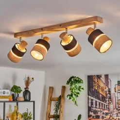 Lampes En Tissu-hofstein Fallhagen Plafonnier Chrome, Écru, 4 lumières