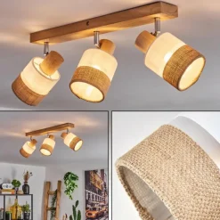 Lampes En Tissu-hofstein Fallhagen Plafonnier Chrome, Écru, 3 lumières