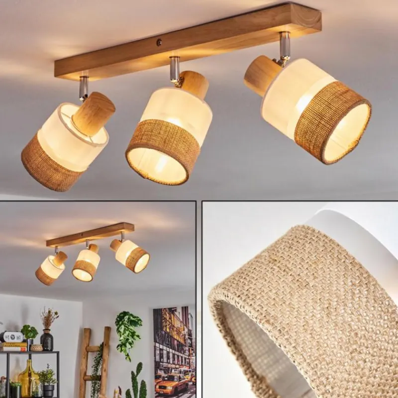 Lampes En Tissu-hofstein Fallhagen Plafonnier Chrome, Écru, 3 lumières