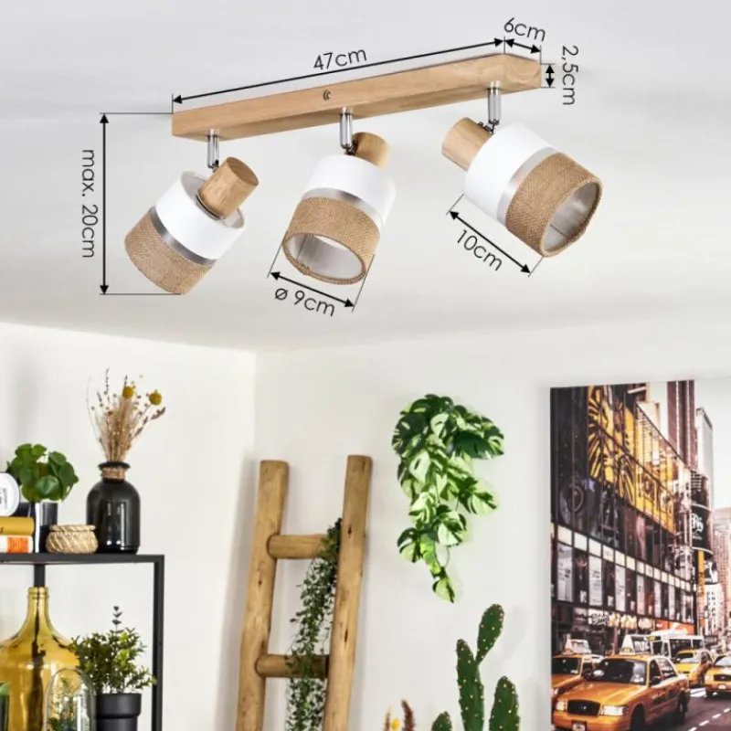 Lampes En Tissu-hofstein Fallhagen Plafonnier Chrome, Écru, 3 lumières