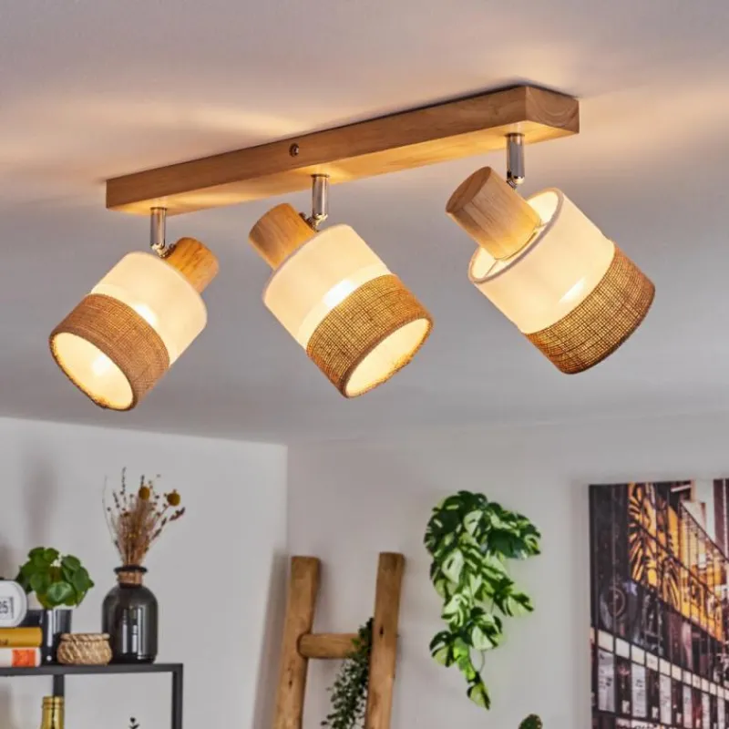 Lampes En Tissu-hofstein Fallhagen Plafonnier Chrome, Écru, 3 lumières