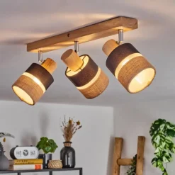 Lampes En Tissu-hofstein Fallhagen Plafonnier Chrome, Écru, 3 lumières