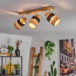 Lampes En Tissu-hofstein Fallhagen Plafonnier Chrome, Écru, 3 lumières