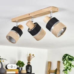 Lampes En Tissu-hofstein Fallhagen Plafonnier Chrome, Écru, 3 lumières