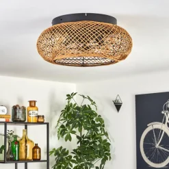 hofstein Fallhagen Plafonnier, Ventilateur de plafond lumineux Noir, 4 lumières, Télécommandes