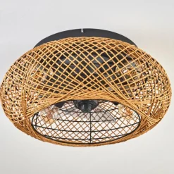 hofstein Fallhagen Plafonnier, Ventilateur de plafond lumineux Noir, 4 lumières, Télécommandes