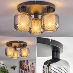 hofstein Fanhaes Plafonnier Chrome, Fumé, 3 lumières