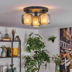 hofstein Fanhaes Plafonnier Chrome, Fumé, 3 lumières