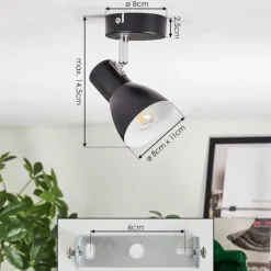 Lampes Vintages & Rétros-hofstein Farel Plafonnier, Spot de plafond Chrome, Noir, 1 lumière