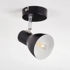 Lampes Vintages & Rétros-hofstein Farel Plafonnier, Spot de plafond Chrome, Noir, 1 lumière