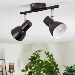 hofstein Farel Plafonnier, Spot de plafond Chrome, Noir, 2 lumières