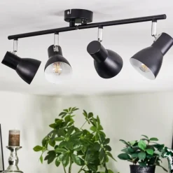 hofstein Farel Plafonnier, Spot de plafond Chrome, Noir, 4 lumières