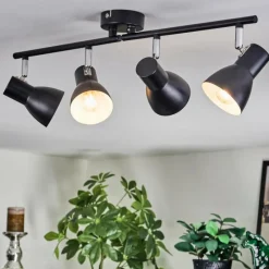 hofstein Farel Plafonnier, Spot de plafond Chrome, Noir, 4 lumières