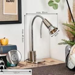 Lampes Vintages & Rétros-hofstein Felan Lampe de bureau, Lampe à poser, Liseuse Chrome, Nickel mat, 1 lumière