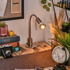 Lampes Vintages & Rétros-hofstein Felan Lampe de bureau, Lampe à poser, Liseuse Chrome, Nickel mat, 1 lumière