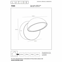 Luminaires Lucide FINN Lampe murale d´extérieur LED Noir, 1 lumière, Détecteur de mouvement