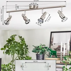 Lampes Vintages & Rétros-hofstein Firan Plafonnier, Spot de plafond LED Chrome, Nickel mat, 4 lumières