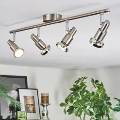 Lampes Vintages & Rétros-hofstein Firan Plafonnier, Spot de plafond LED Chrome, Nickel mat, 4 lumières