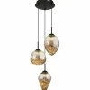 Suspension Verre Fumé-Luminaires Globo Lighting Firefly Suspension LED Noir, 1 lumière