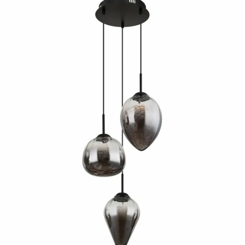 Suspension Verre Fumé-Luminaires Globo Lighting Firefly Suspension LED Noir, 1 lumière