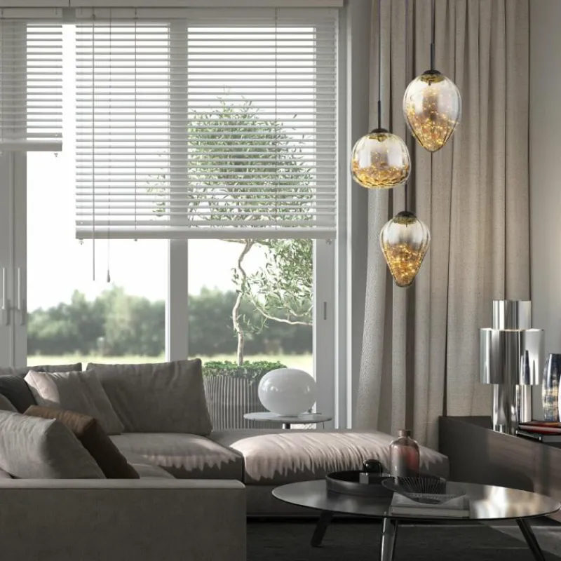 Suspension Verre Fumé-Luminaires Globo Lighting Firefly Suspension LED Noir, 1 lumière