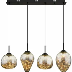 Suspension Verre Fumé-Luminaires Globo Lighting Firefly Suspension LED Noir, 1 lumière